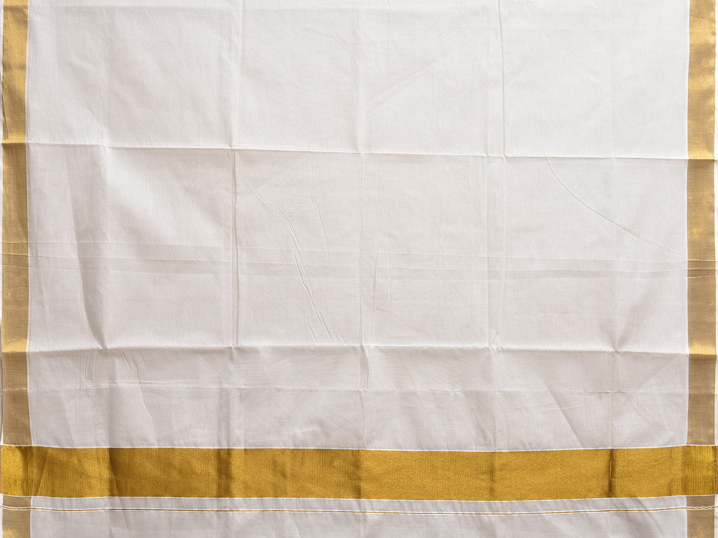 White Venkatagiri Cotton Plain Saree with Zari Border and Pallu Design v0167