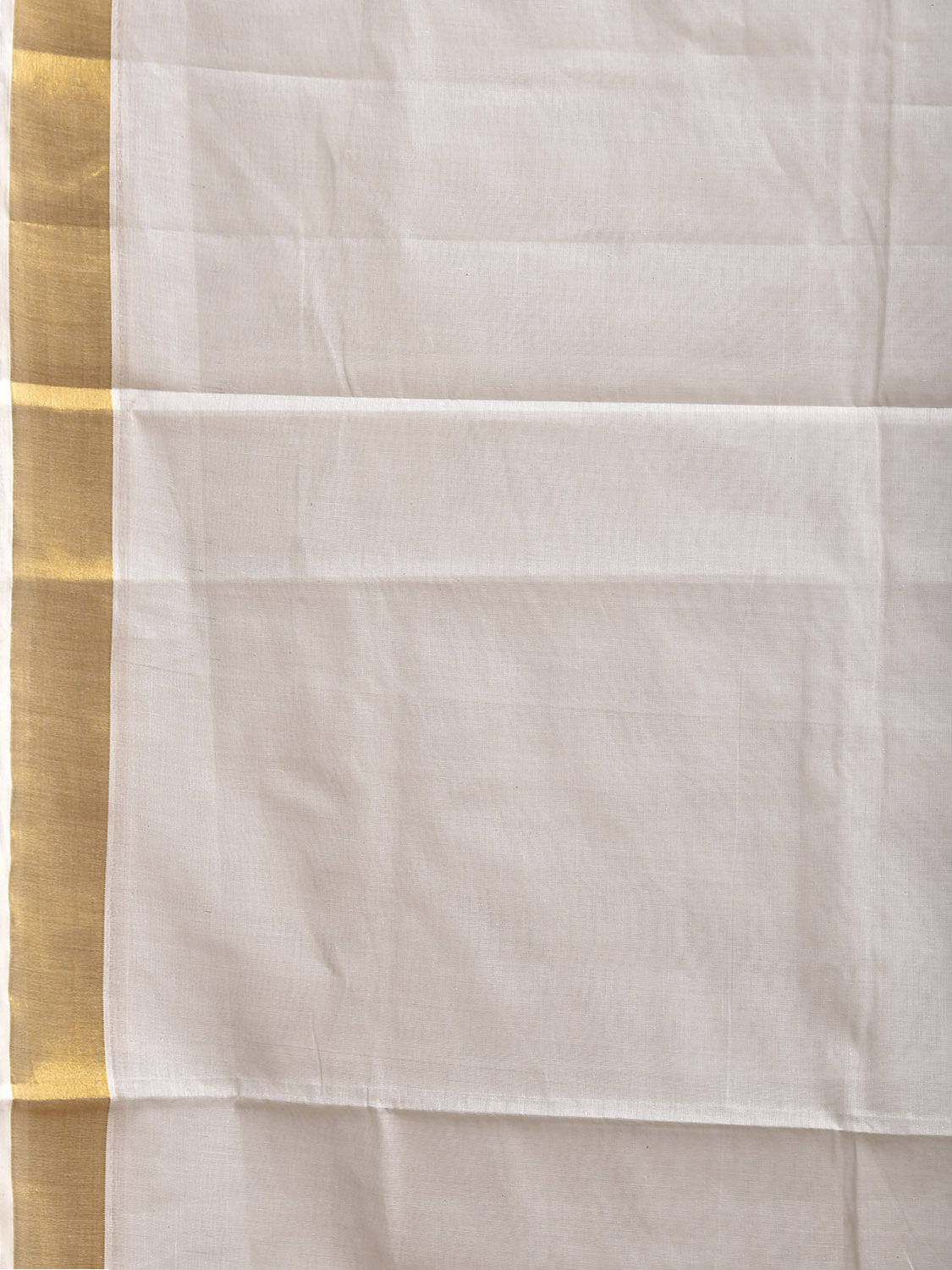 White Venkatagiri Cotton Plain Saree with Zari Border and Pallu Design v0167