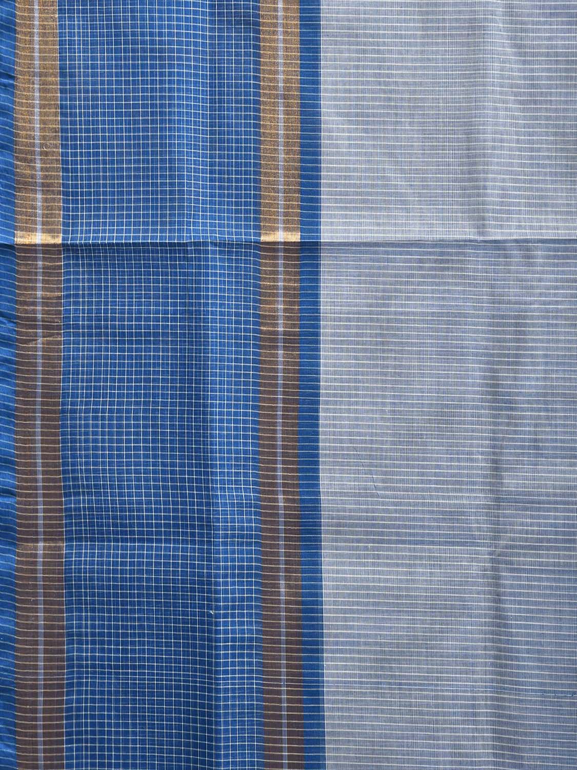 Blue Venkatagiri Cotton Saree with Strips Body and Pallu Design No Blouse v0174