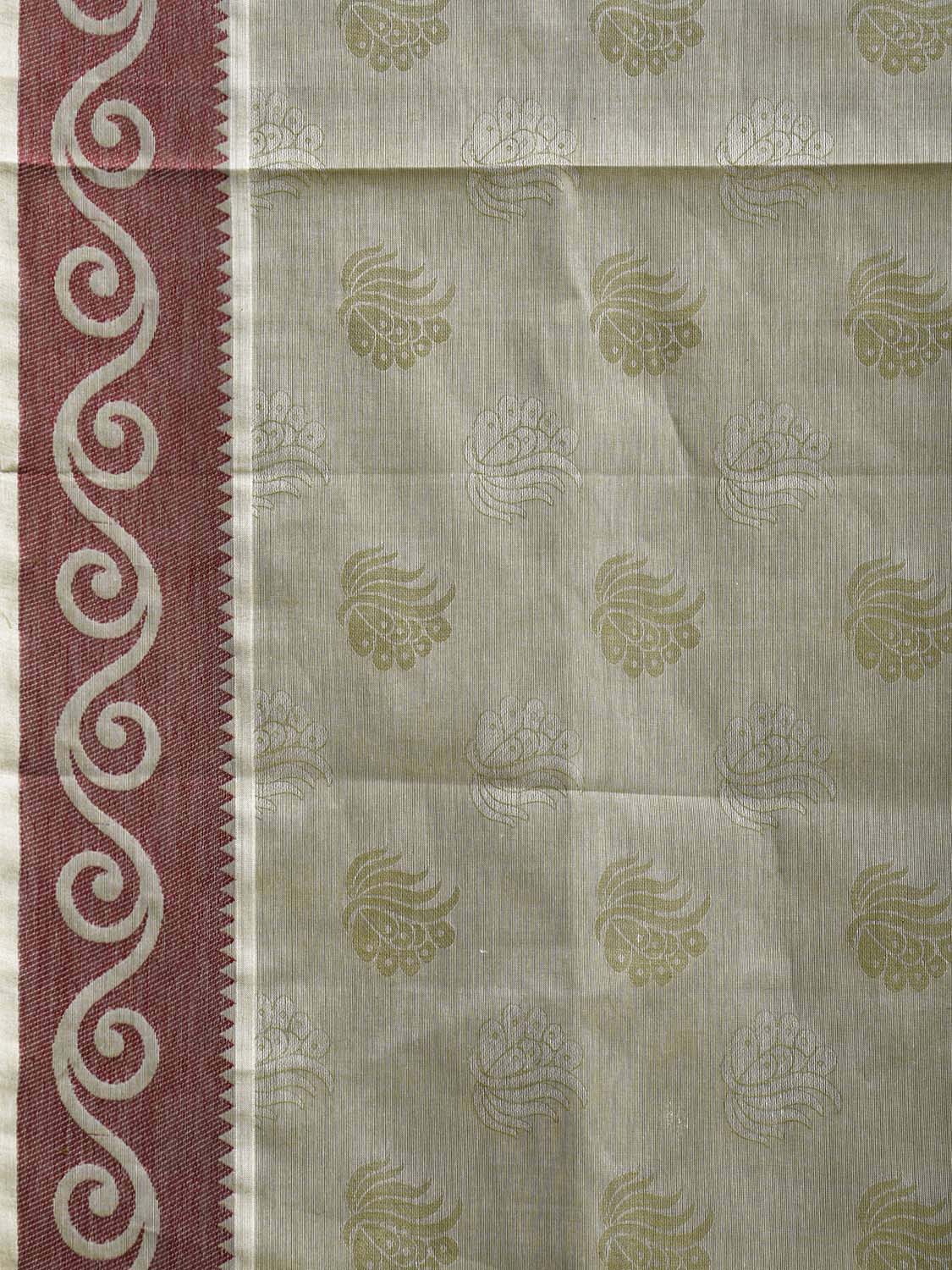Sea Green and Red Venkatagiri Cotton Saree with Pallu and Border Design v0182