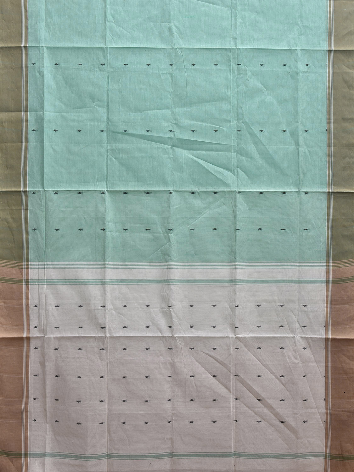 Turquoise and White Venkatagiri Cotton Saree with Small Buta and Pallu Design v0191