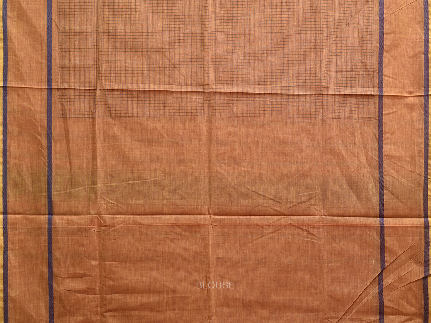 Light Orange Venkatagiri Cotton Saree with Checks and Strips Pallu Design v0196