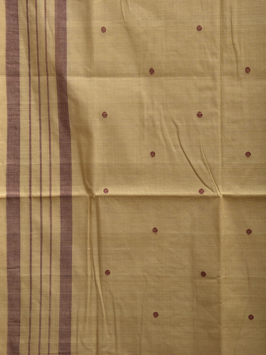 Light Yellow Venkatagiri Cotton Saree with Strips Pallu and Border Design No Blouse v0203