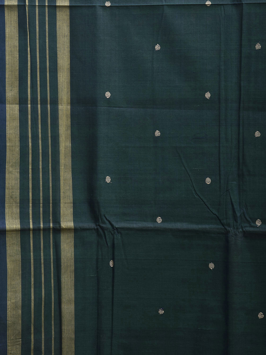 Teal and Blue Venkatagiri Cotton Saree with Strips Pallu and Border Design No Blouse v0204