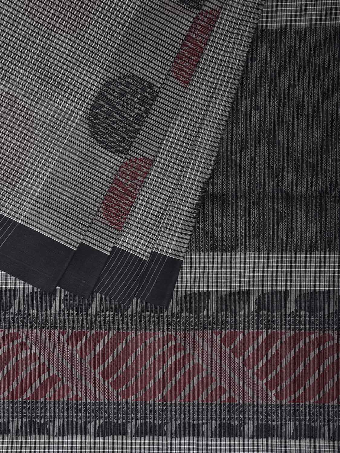 Black and Red Venkatagiri Cotton Saree with Body Buta and Pallu Design v0206