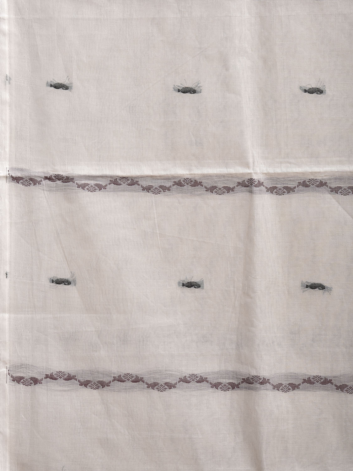 White and Black Venkatagiri Cotton Saree with Strips Body and Pallu Design v0208
