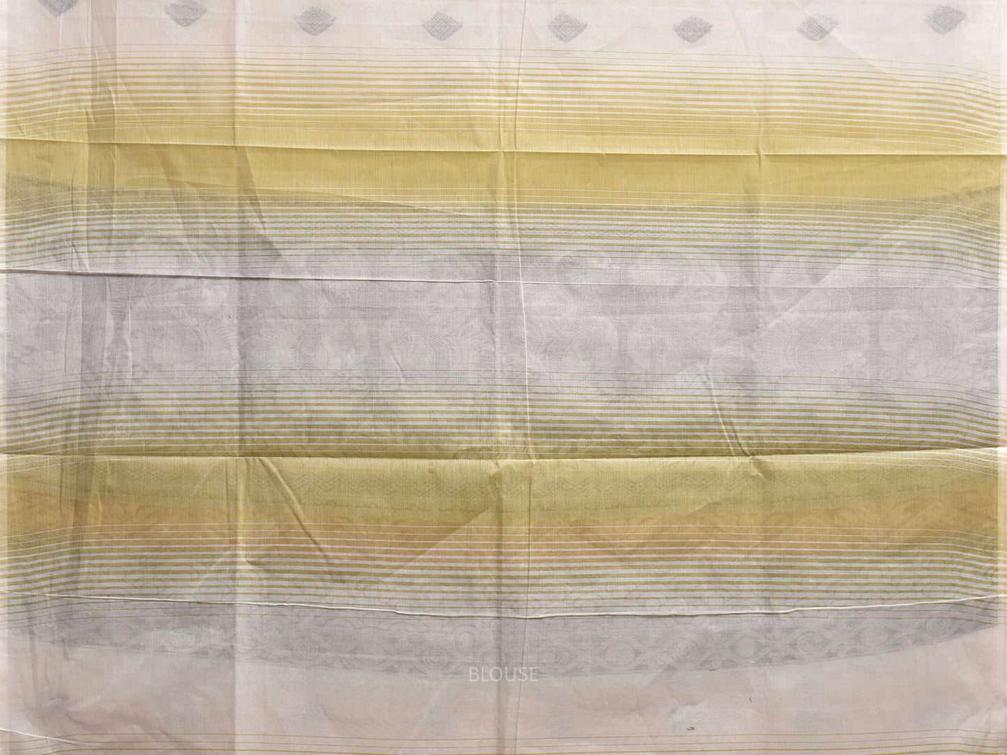 Olive and White Venkatagiri Cotton Saree with Buta and Pallu Design v0215