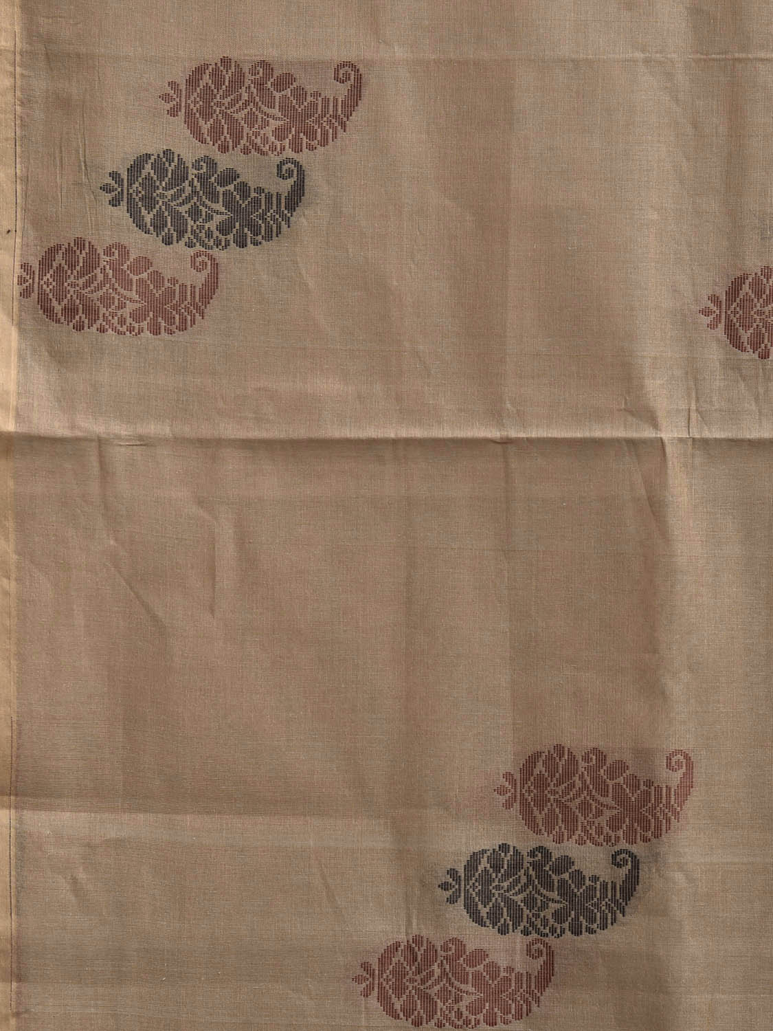 Fawn Venkatagiri Cotton Saree with Mango Buta and Pallu Design v0219
