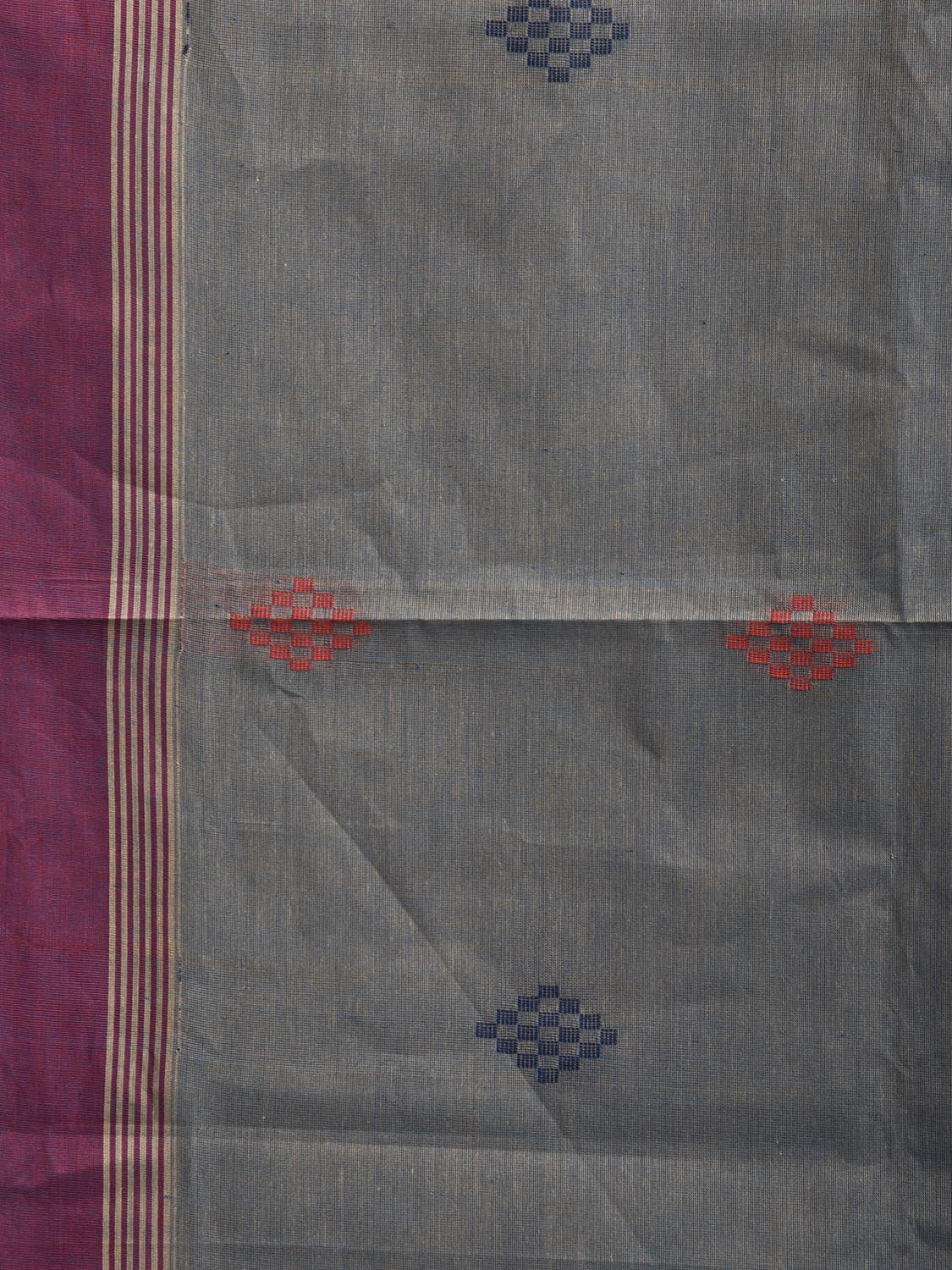 Red and Blue Venkatagiri Cotton Saree with Buta and Pallu Design v0225