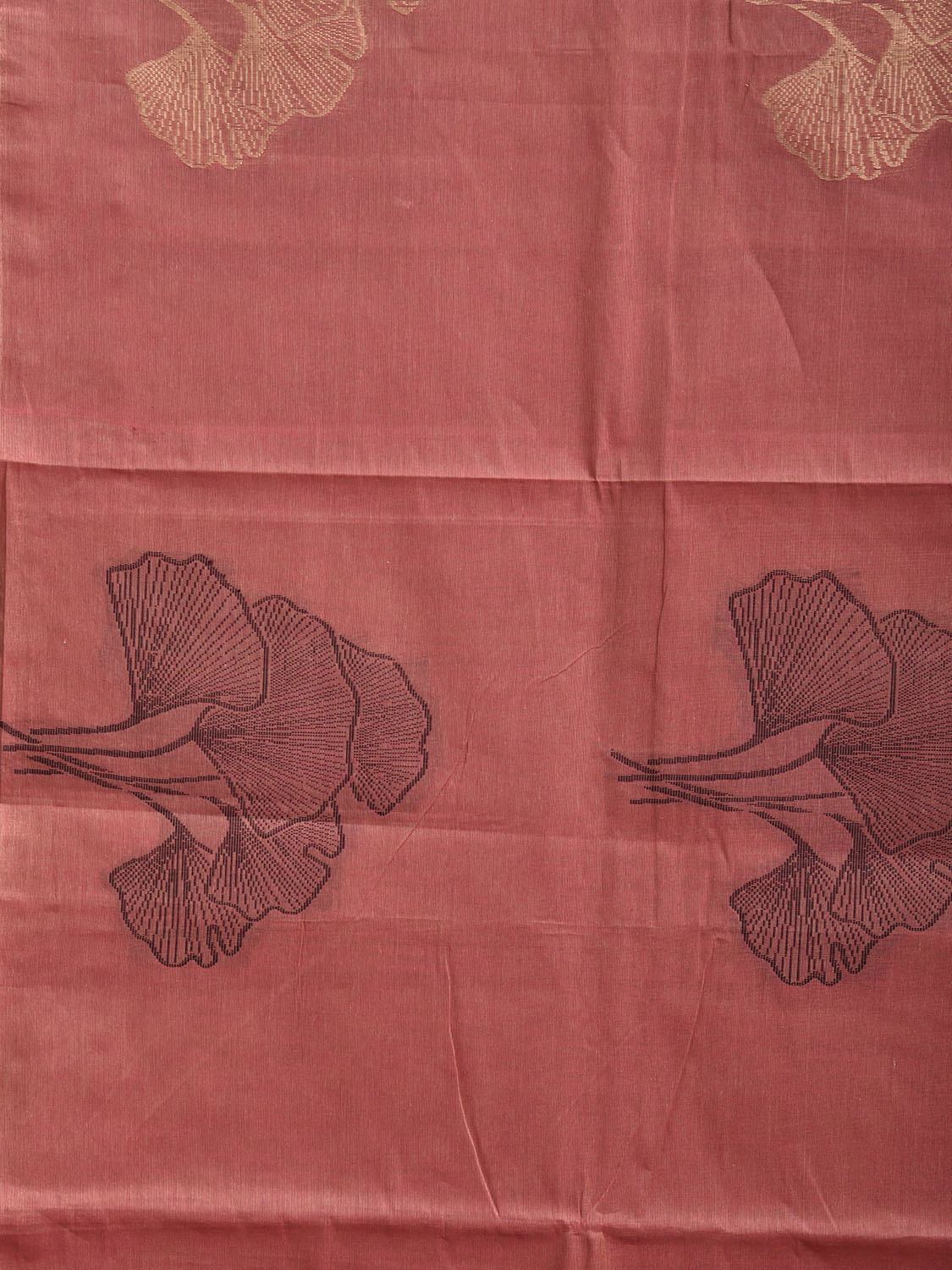 Rust Venkatagiri Cotton Saree with Leaves Buta Design v0230