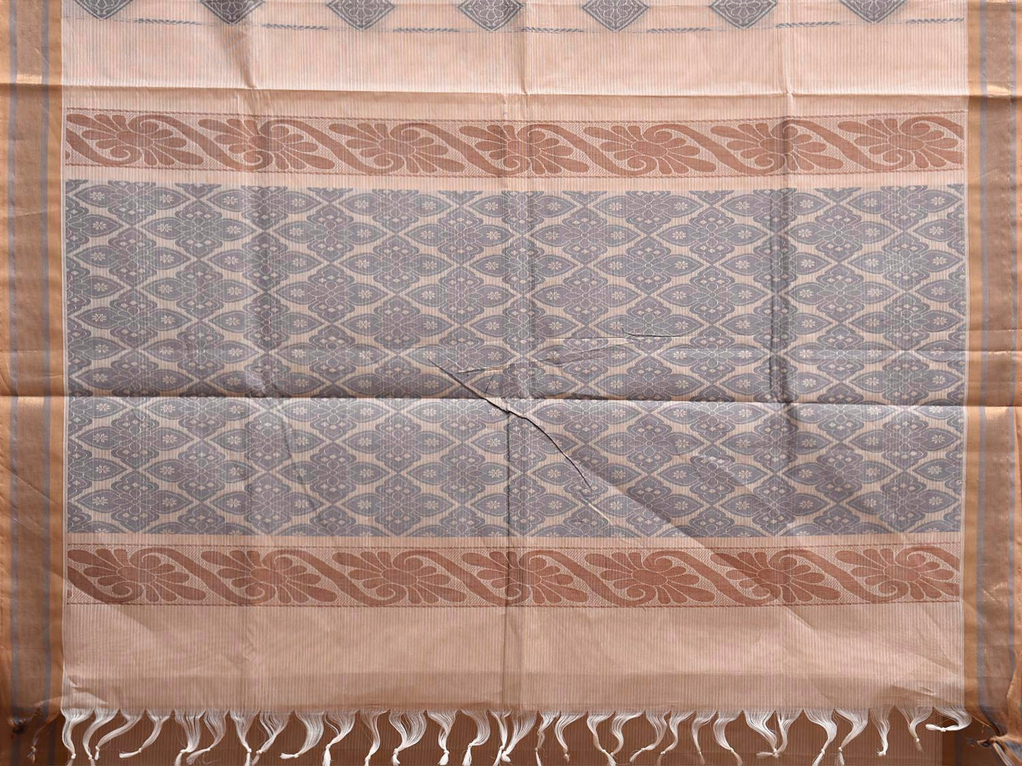 Cream Venkatagiri Cotton Saree with Body Buta and Pallu Design v0235
