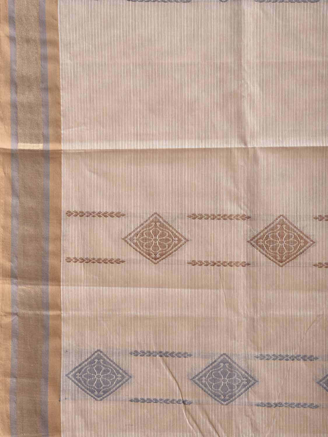 Cream Venkatagiri Cotton Saree with Body Buta and Pallu Design v0235