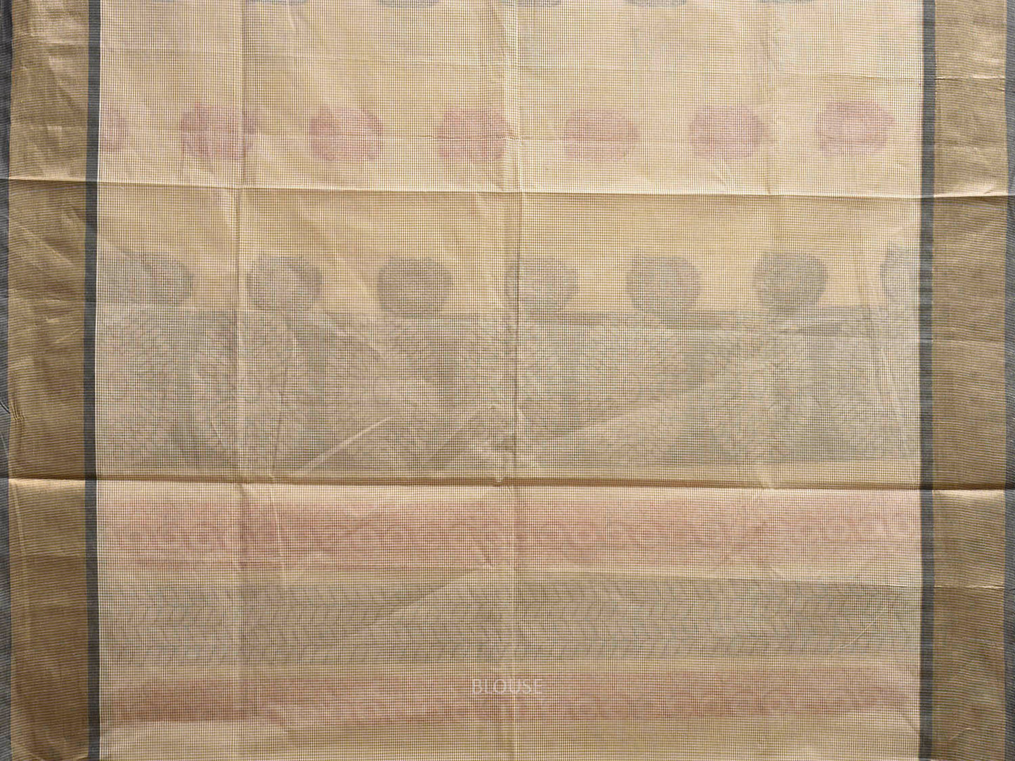 Olive and White Venkatagiri Cotton Saree with Round Buta Design v0239