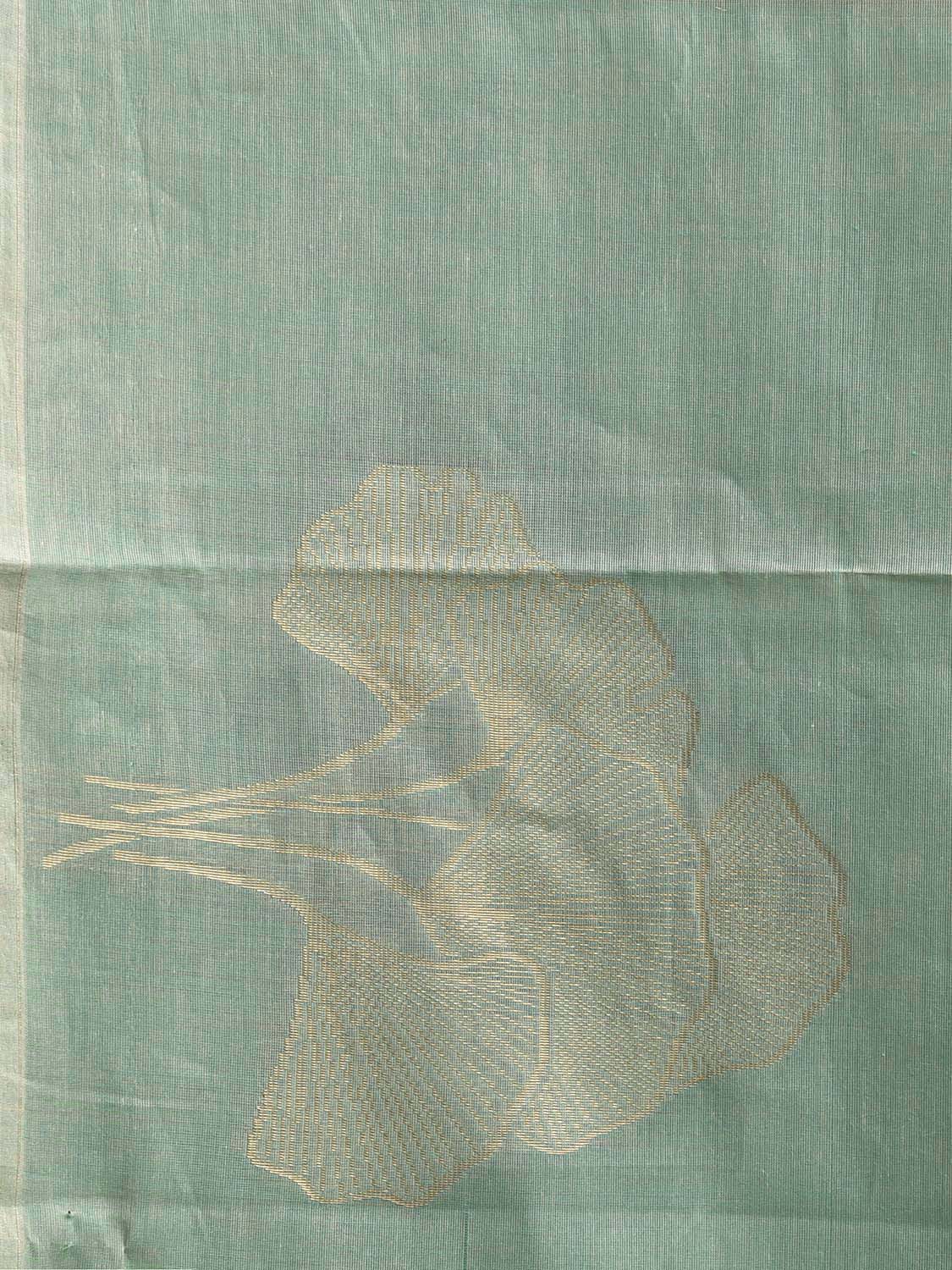 Turquoise Venkatagiri Cotton Saree with Leaves Buta Design v0245