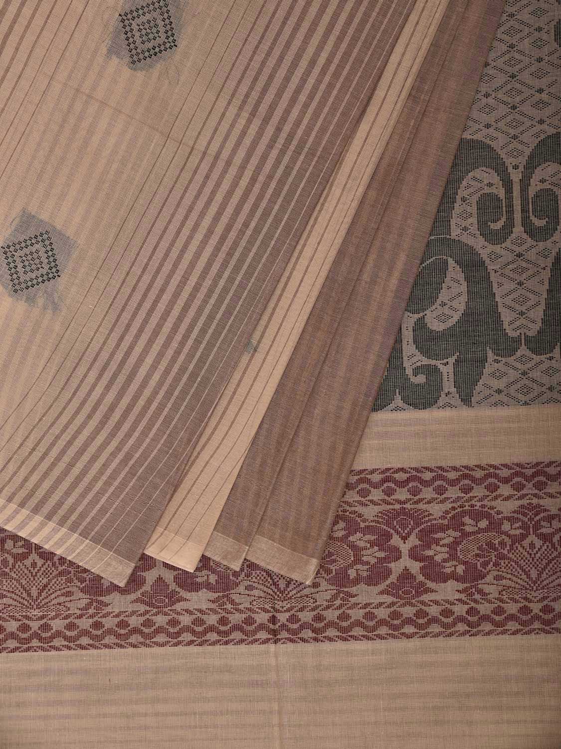Light Fawn Venkatagiri Cotton Saree with Small Buta and Floral Pallu Design v0252