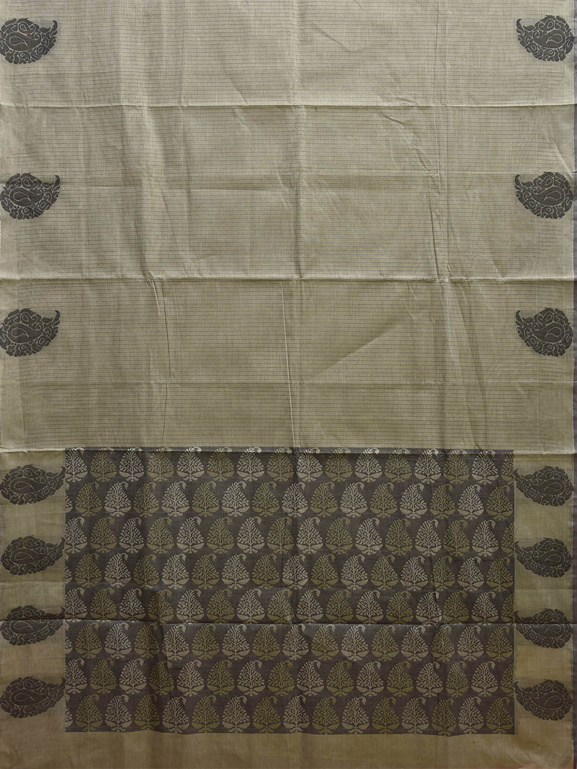Light Green Venkatagiri Cotton Saree with Mango Border and Pallu Design v0260