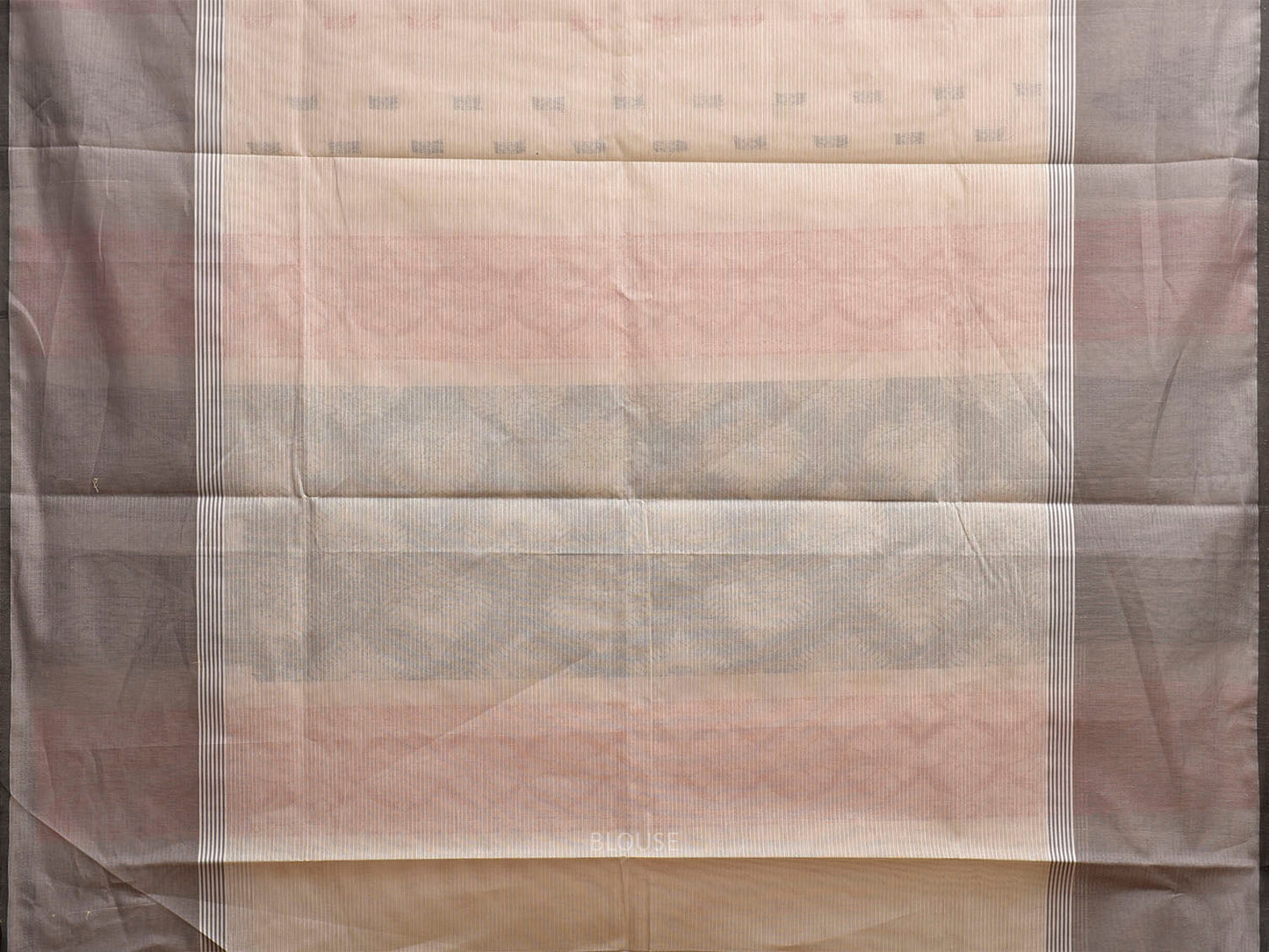 White and Light Grey Venkatagiri Cotton Saree with Border and Pallu Design v0264