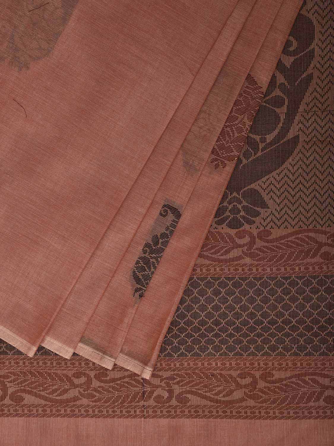 Light Peach Venkatagiri Cotton Saree with Mango Buta and Pallu Design v0266