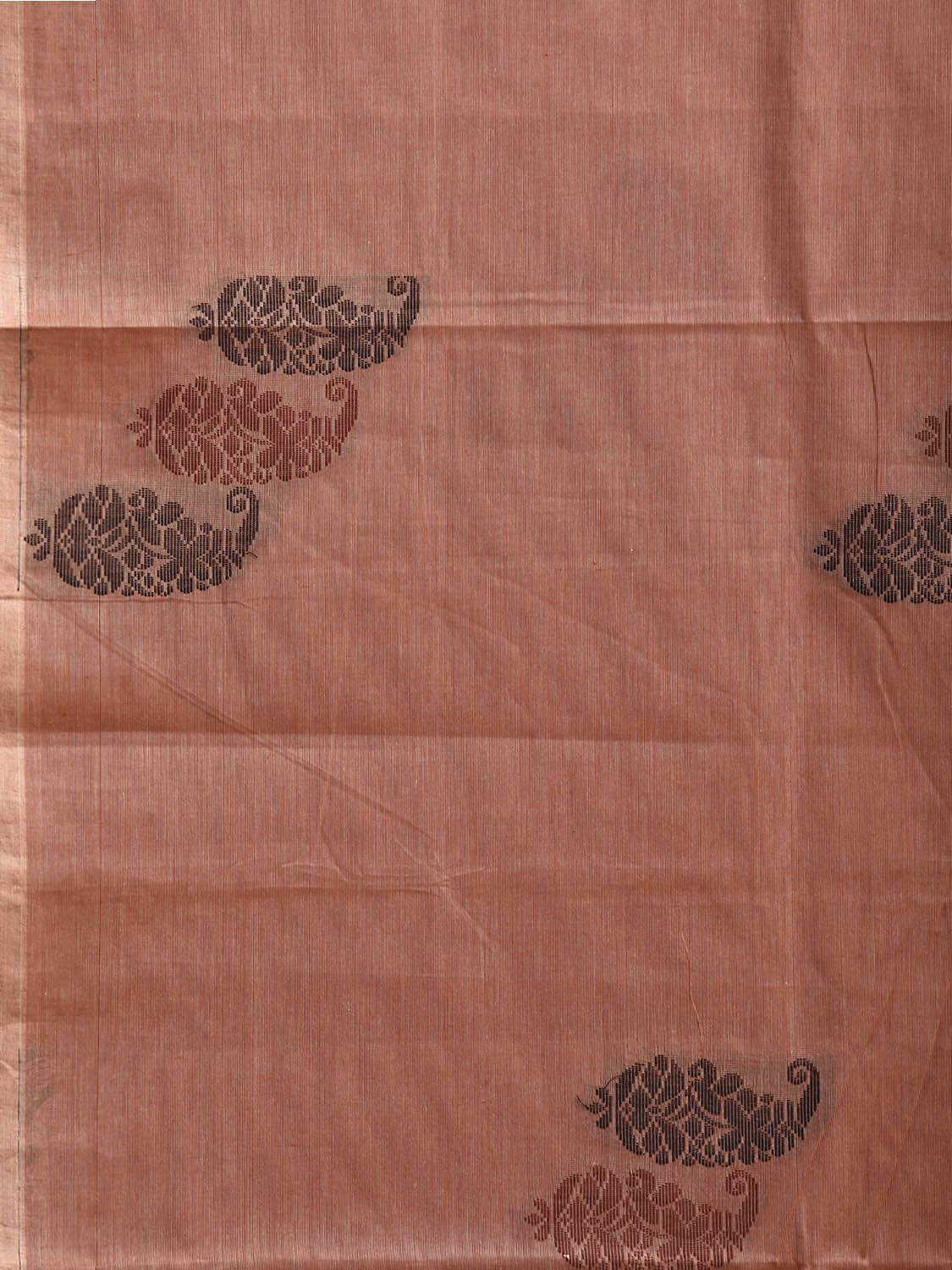 Light Peach Venkatagiri Cotton Saree with Mango Buta and Pallu Design v0266
