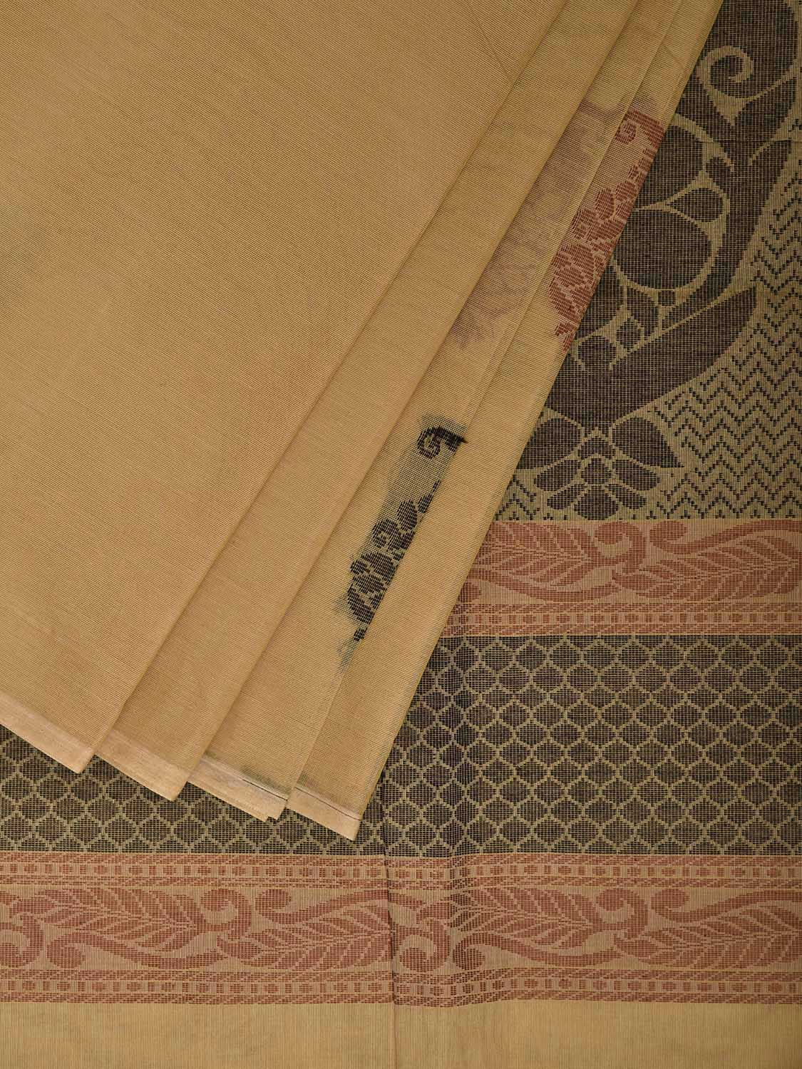 Cream Venkatagiri Cotton Saree with Mango Buta and Pallu Design v0268