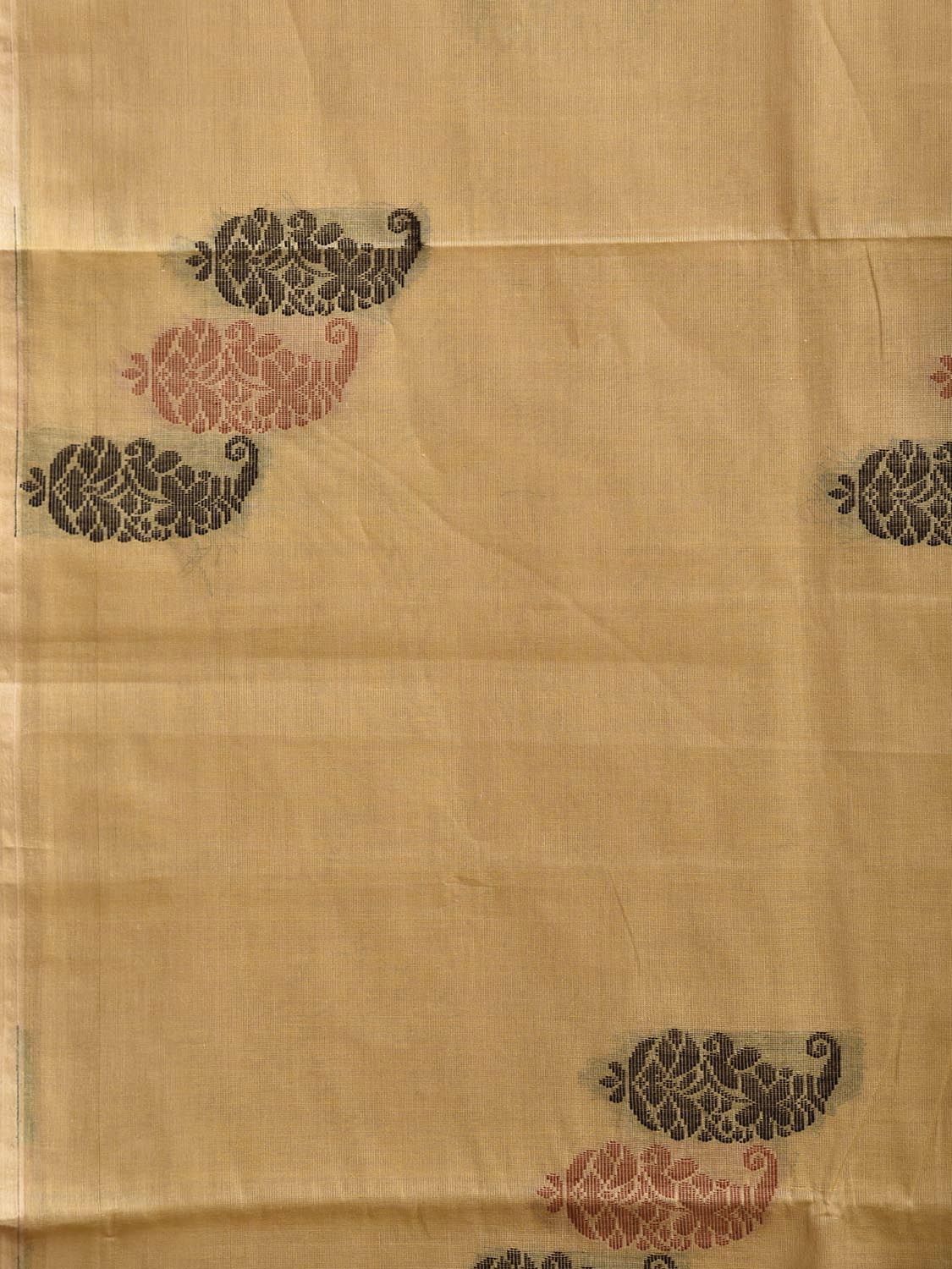 Cream Venkatagiri Cotton Saree with Mango Buta and Pallu Design v0268