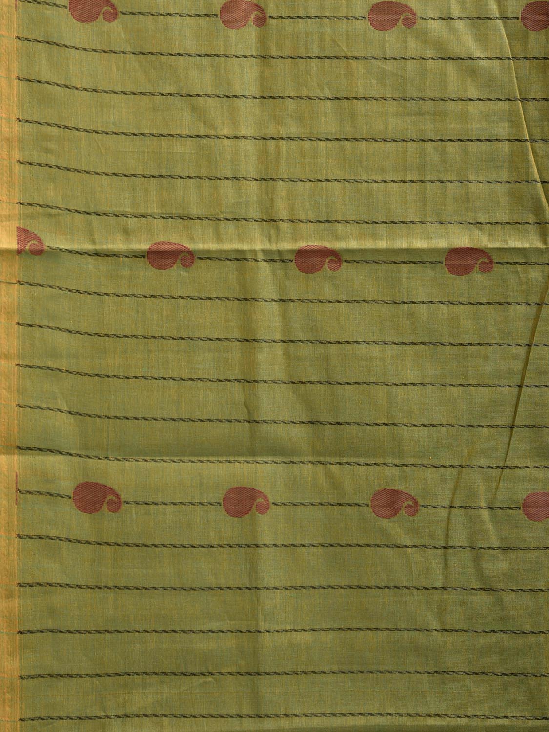 Green Venkatagiri Cotton Saree with Strips and Mango Pallu Design v0270