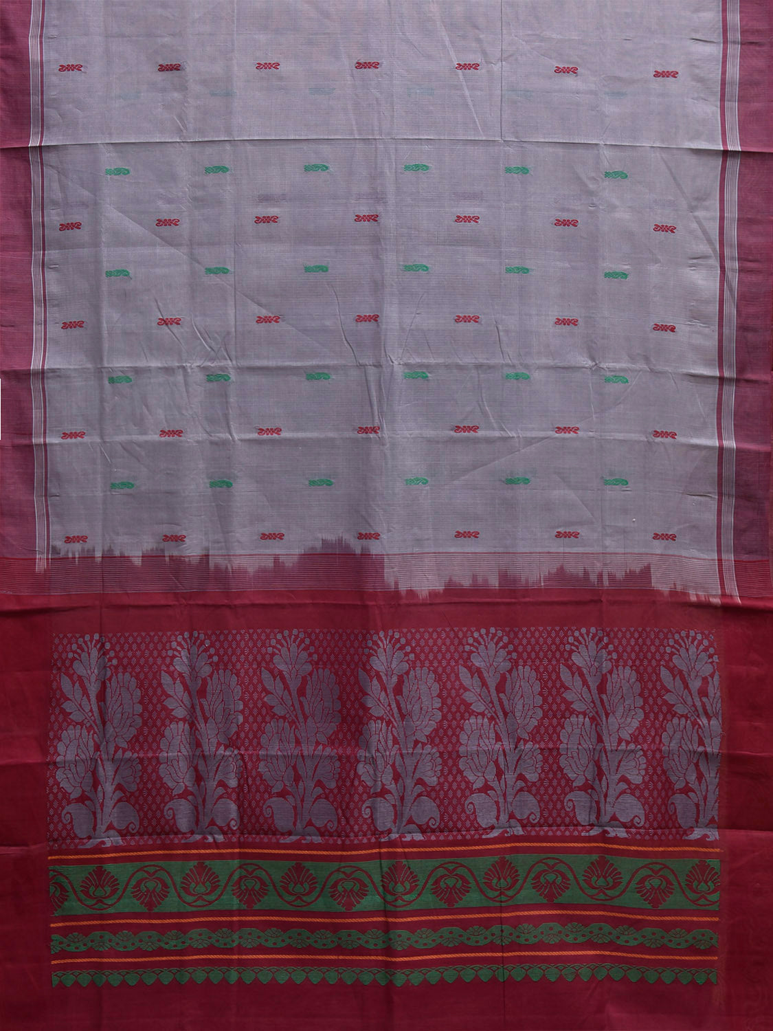 Light Blue and Magenta Venkatagiri Cotton Handloom Saree with Floral Pallu Design v0272