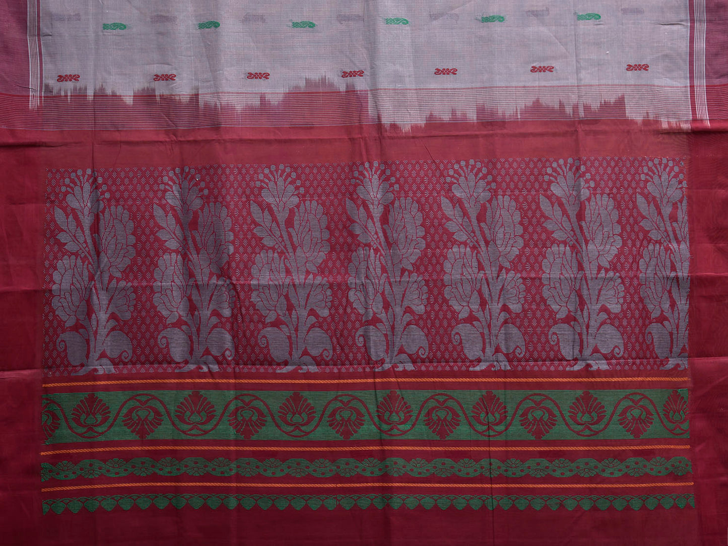 Light Blue and Magenta Venkatagiri Cotton Handloom Saree with Floral Pallu Design v0272