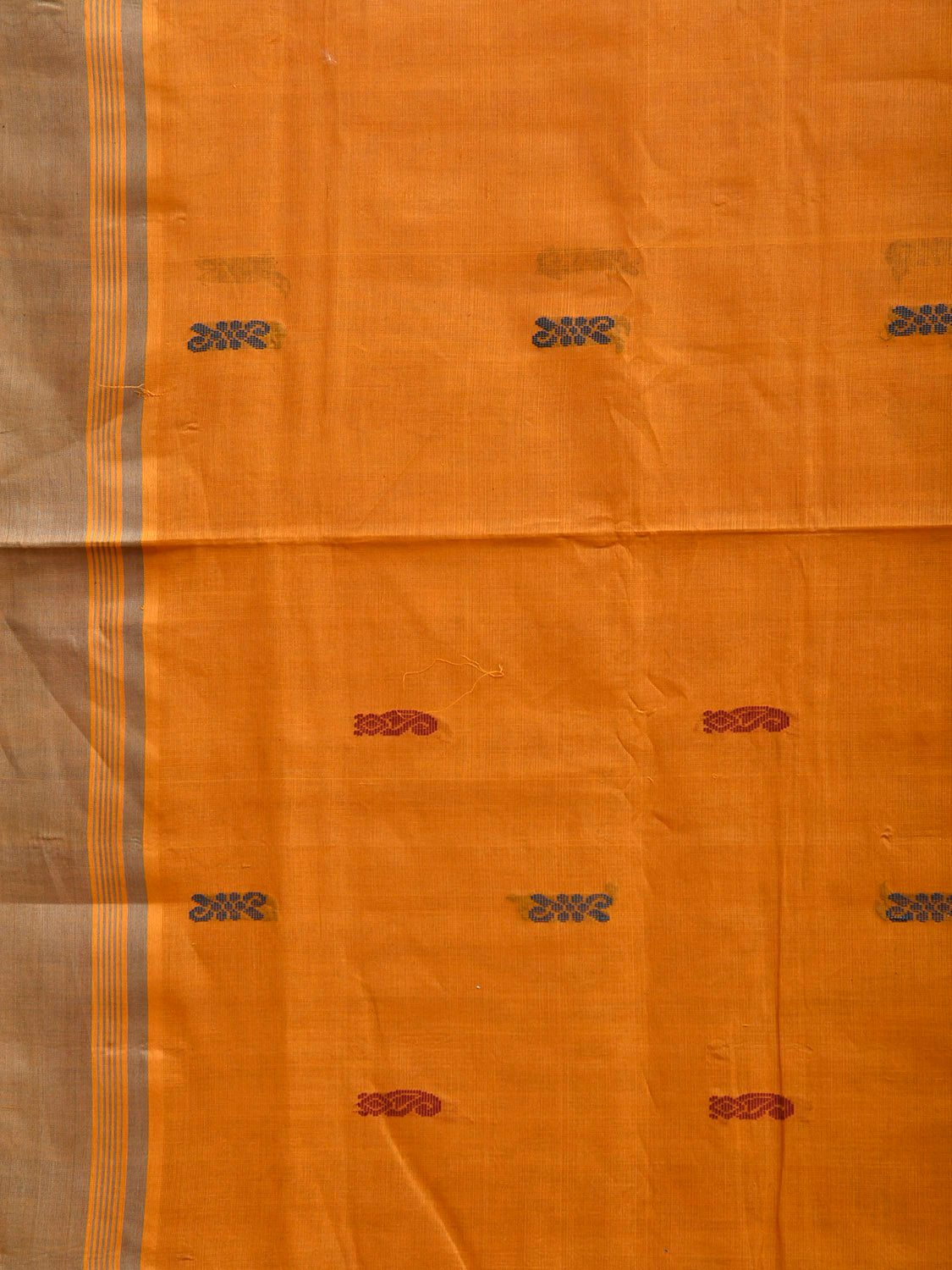 Yellow and Grey Venkatagiri Cotton Handloom Saree with Floral Pallu Design v0273