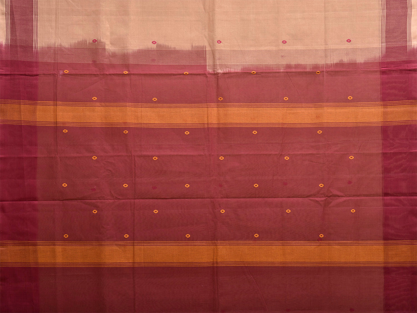 Cream and Maroon Venkatagiri Cotton Handloom Saree with Contrast Pallu Design v0274