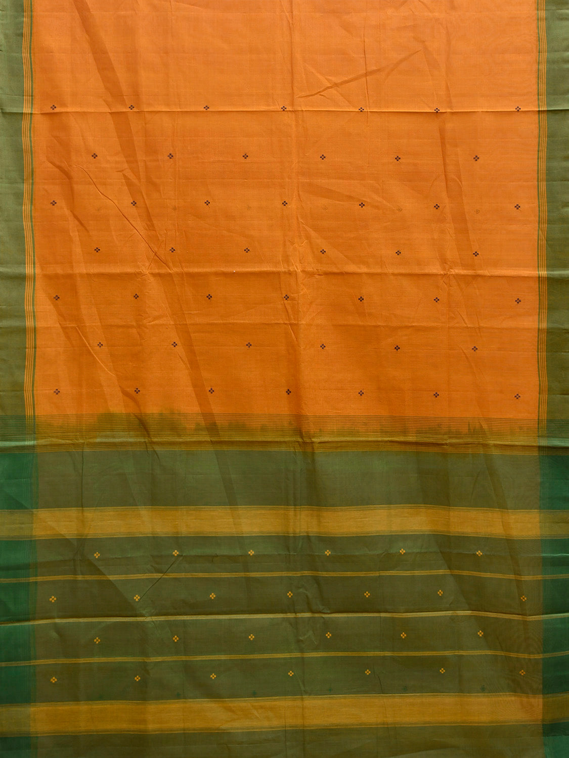 Yellow and Green Venkatagiri Cotton Handloom Saree with Contrast Pallu Design v0275