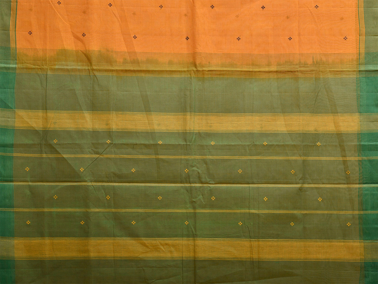 Yellow and Green Venkatagiri Cotton Handloom Saree with Contrast Pallu Design v0275