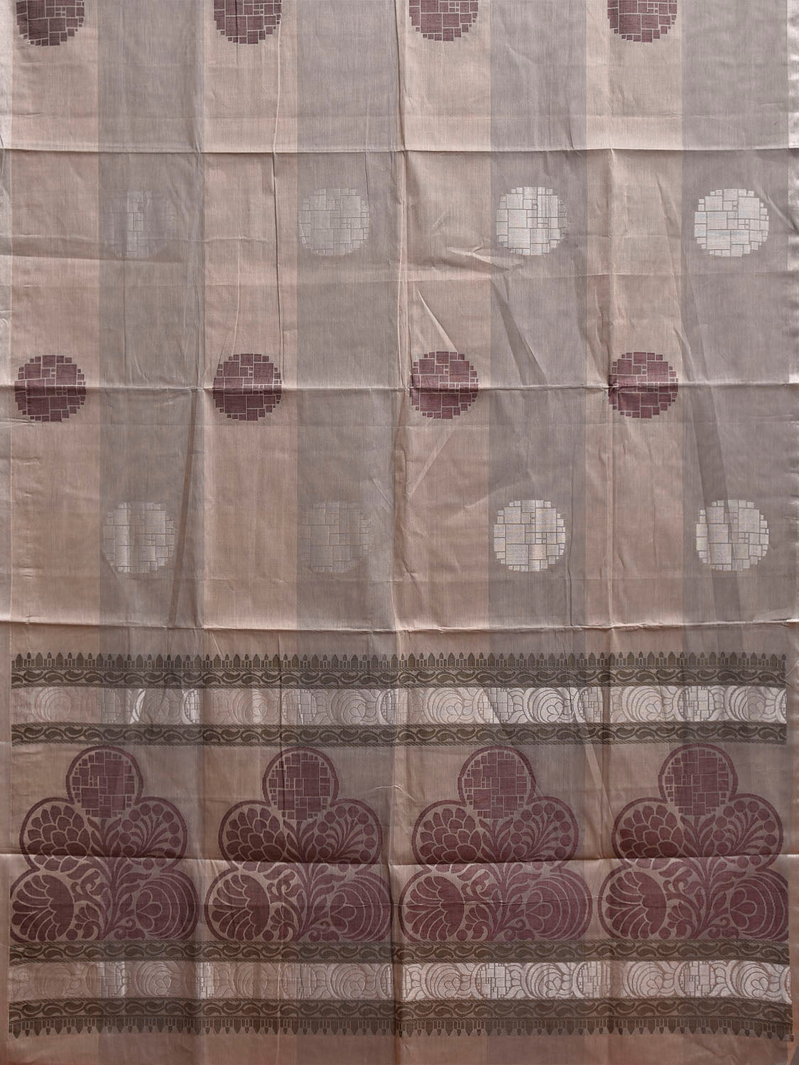 Grey Venkatagiri Cotton Saree with Buta and Pallu Design v0280