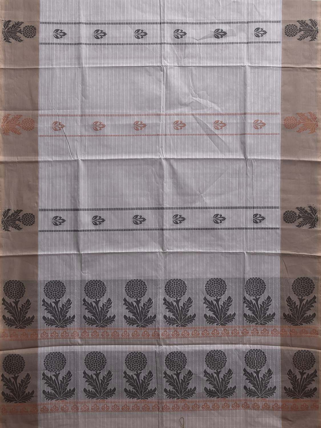 Grey Venkatagiri Cotton Saree with Floral Buta and Pallu Design v0293