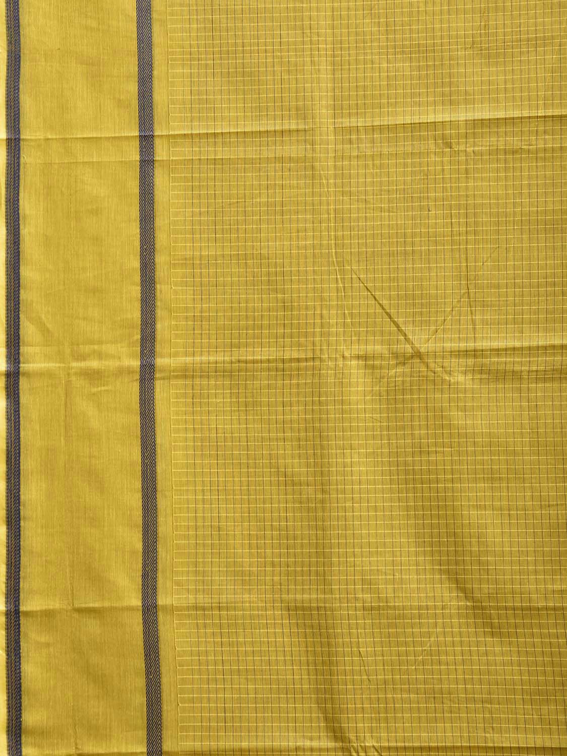 Yellow Venkatagiri Cotton Saree with Checks and Strips Pallu Design v0299