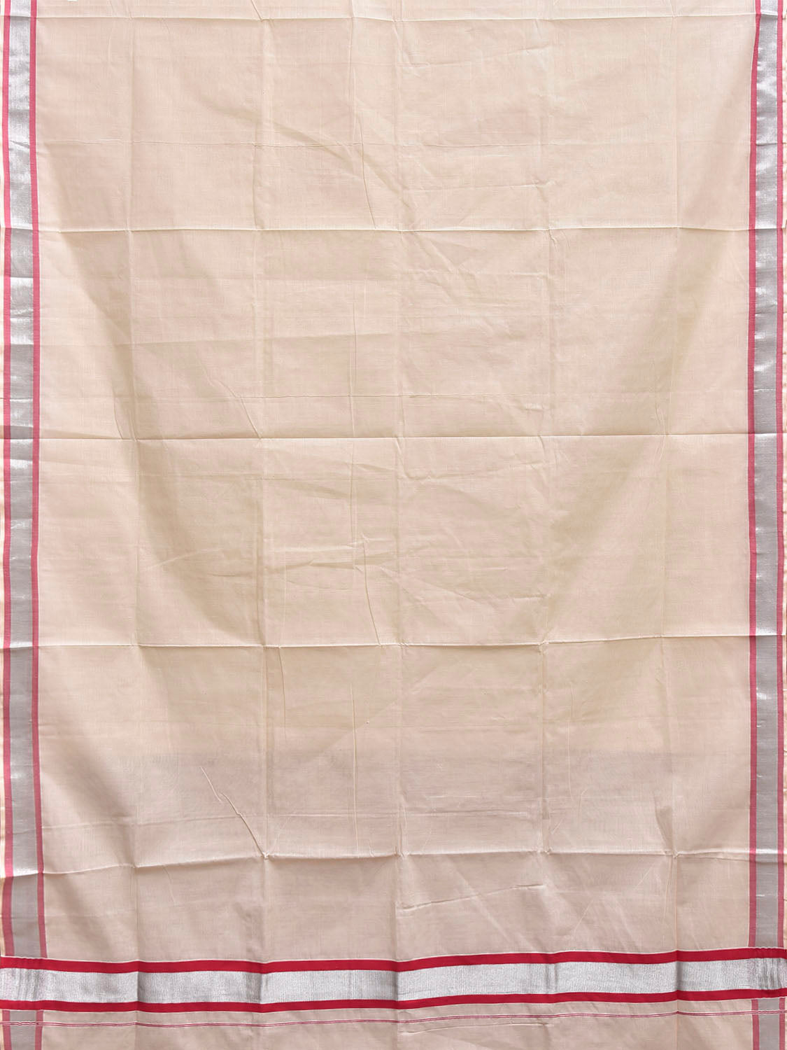 White Venkatagiri Cotton Plain Saree with Zari Strip Pallu Design No Blouse v0300