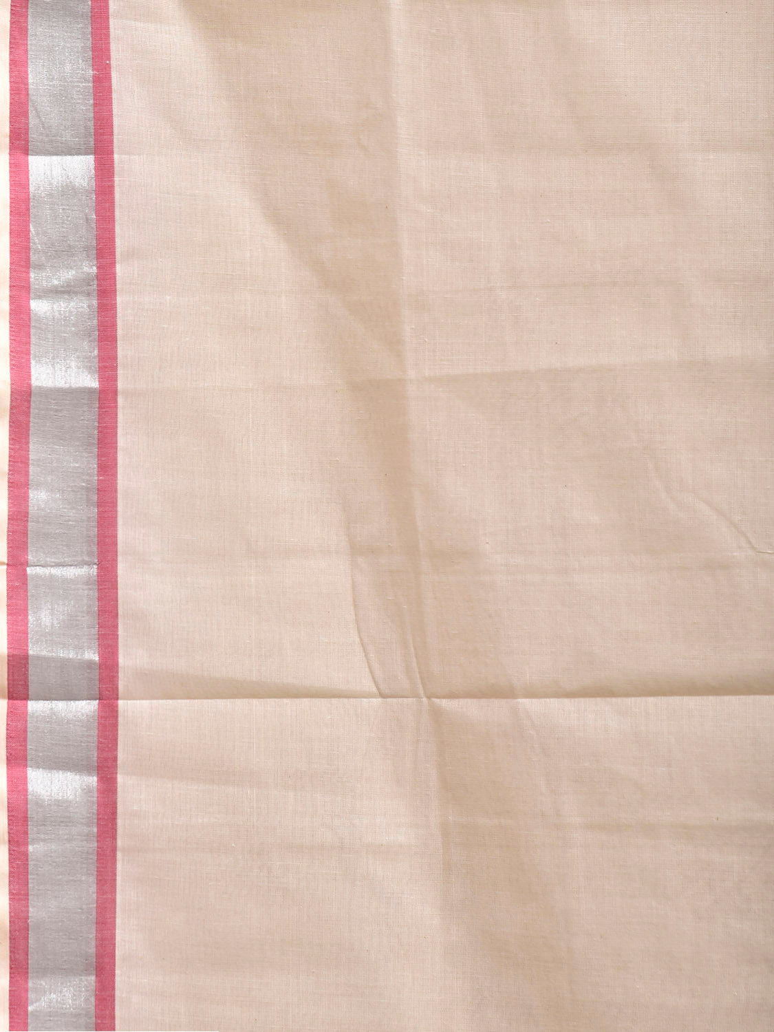 White Venkatagiri Cotton Plain Saree with Zari Strip Pallu Design No Blouse v0300