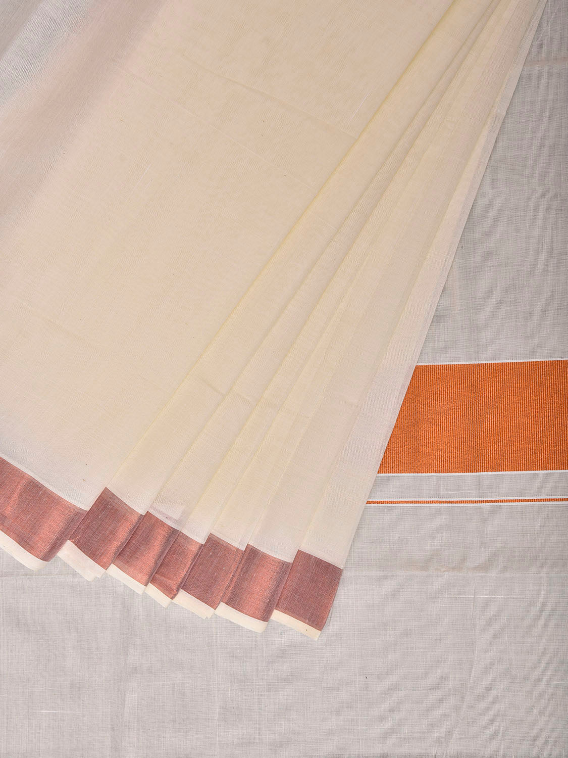 White Venkatagiri Cotton Plain Saree with Zari Strip Pallu Design No Blouse v0302