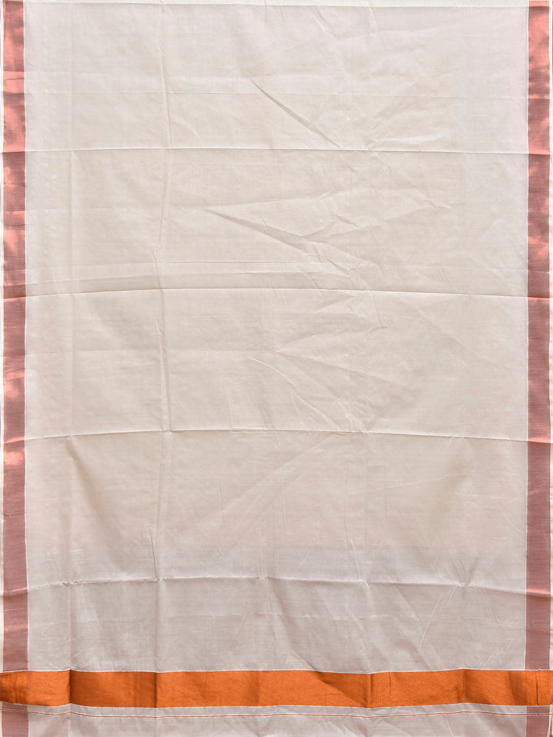 White Venkatagiri Cotton Plain Saree with Zari Strip Pallu Design No Blouse v0302