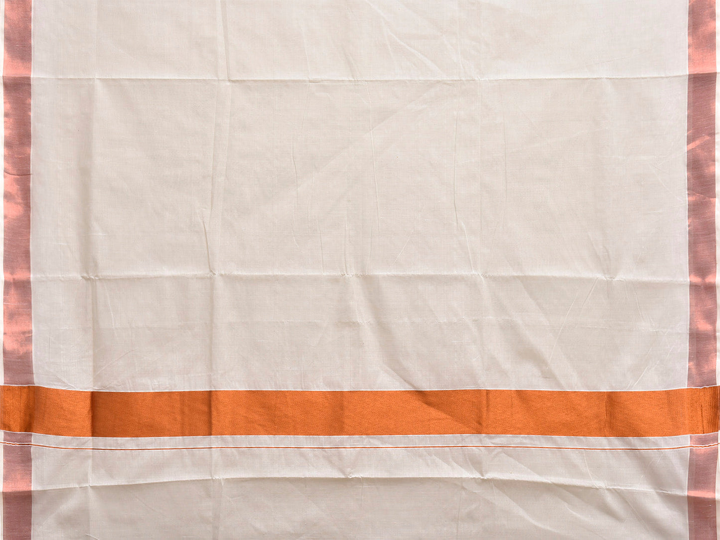 White Venkatagiri Cotton Plain Saree with Zari Strip Pallu Design No Blouse v0302