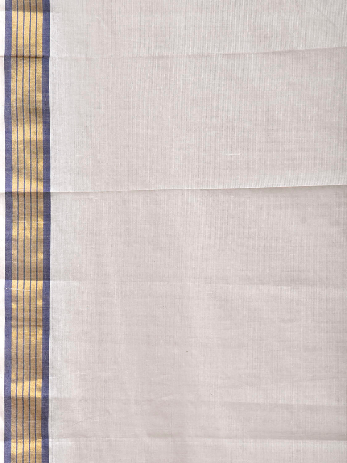 White Venkatagiri Cotton Plain Saree with Zari Strips Pallu Design No Blouse v0303