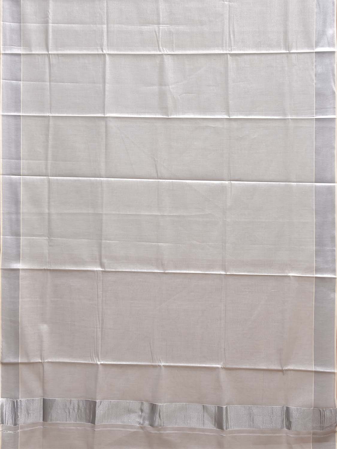Silver Venkatagiri Tissue Plain Saree with Zari Strip Pallu Design No Blouse v0306