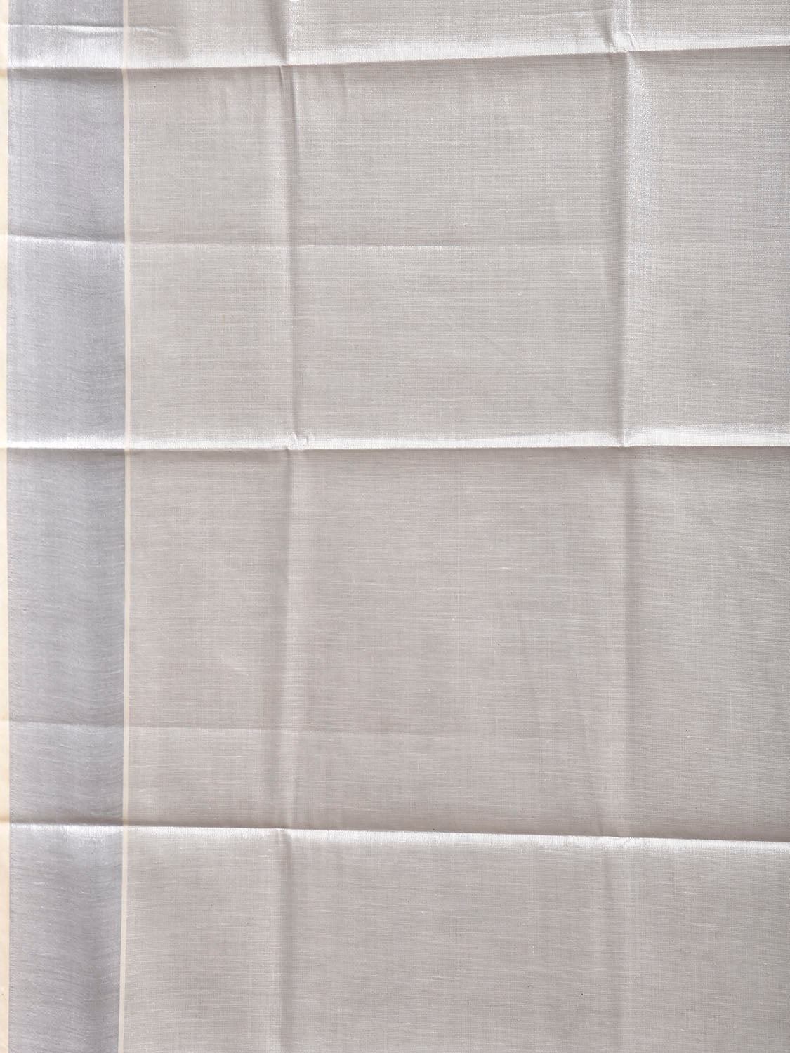 Silver Venkatagiri Tissue Plain Saree with Zari Strip Pallu Design No Blouse v0306