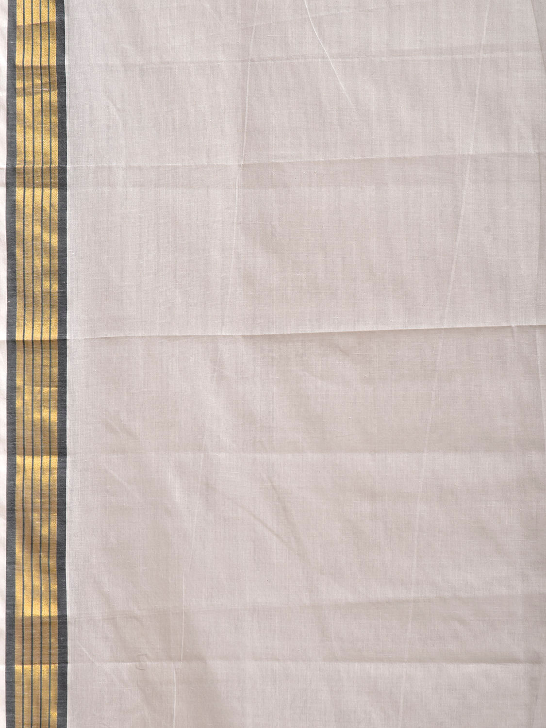 White Venkatagiri Cotton Plain Saree with Zari Strip Pallu Design No Blouse v0307