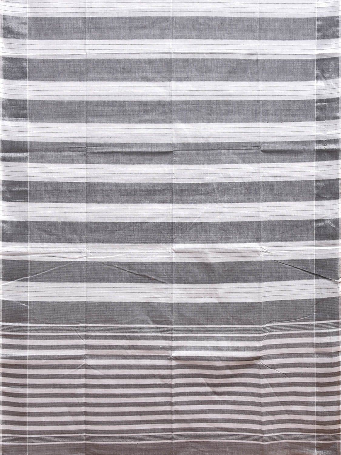 Grey and White Venkatagiri Cotton Saree with Strips Design v0312