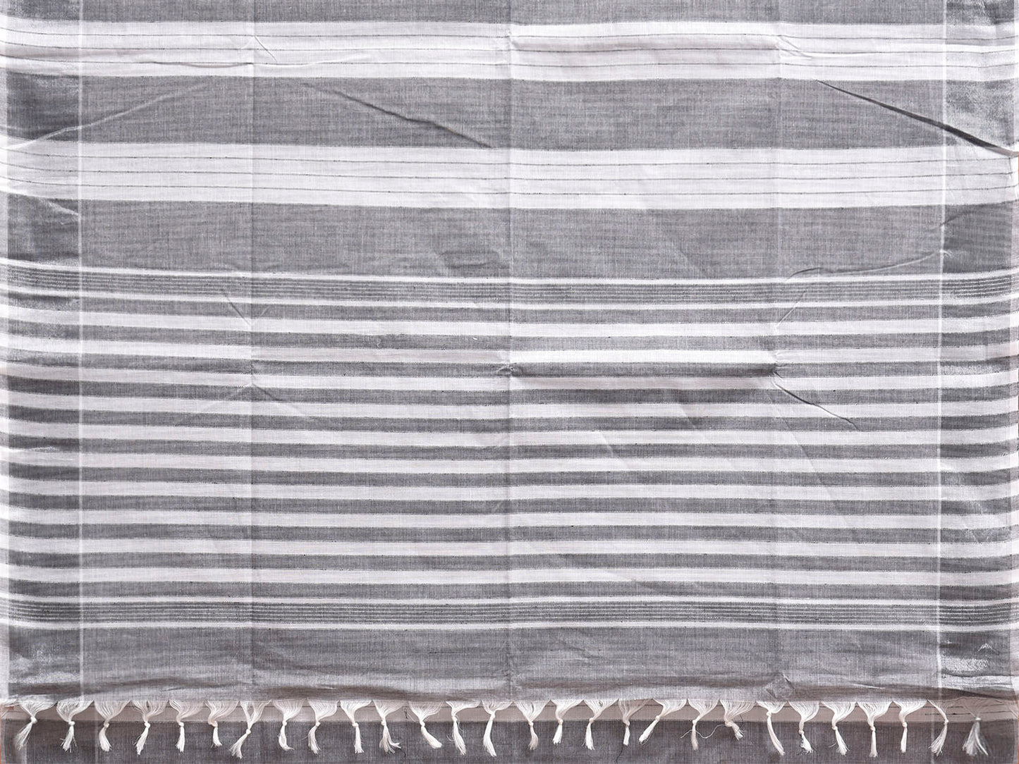 Grey and White Venkatagiri Cotton Saree with Strips Design v0312