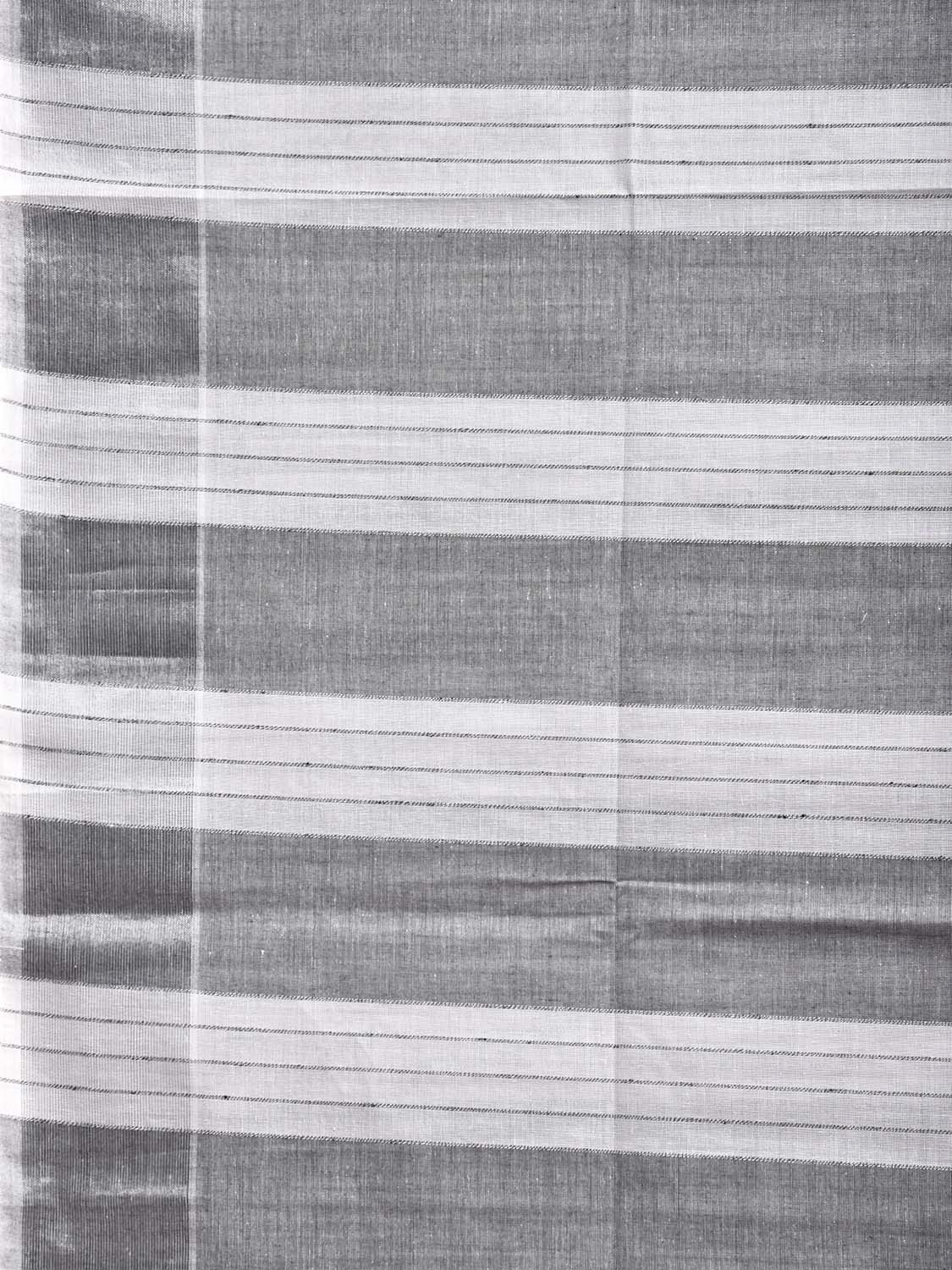 Grey and White Venkatagiri Cotton Saree with Strips Design v0312