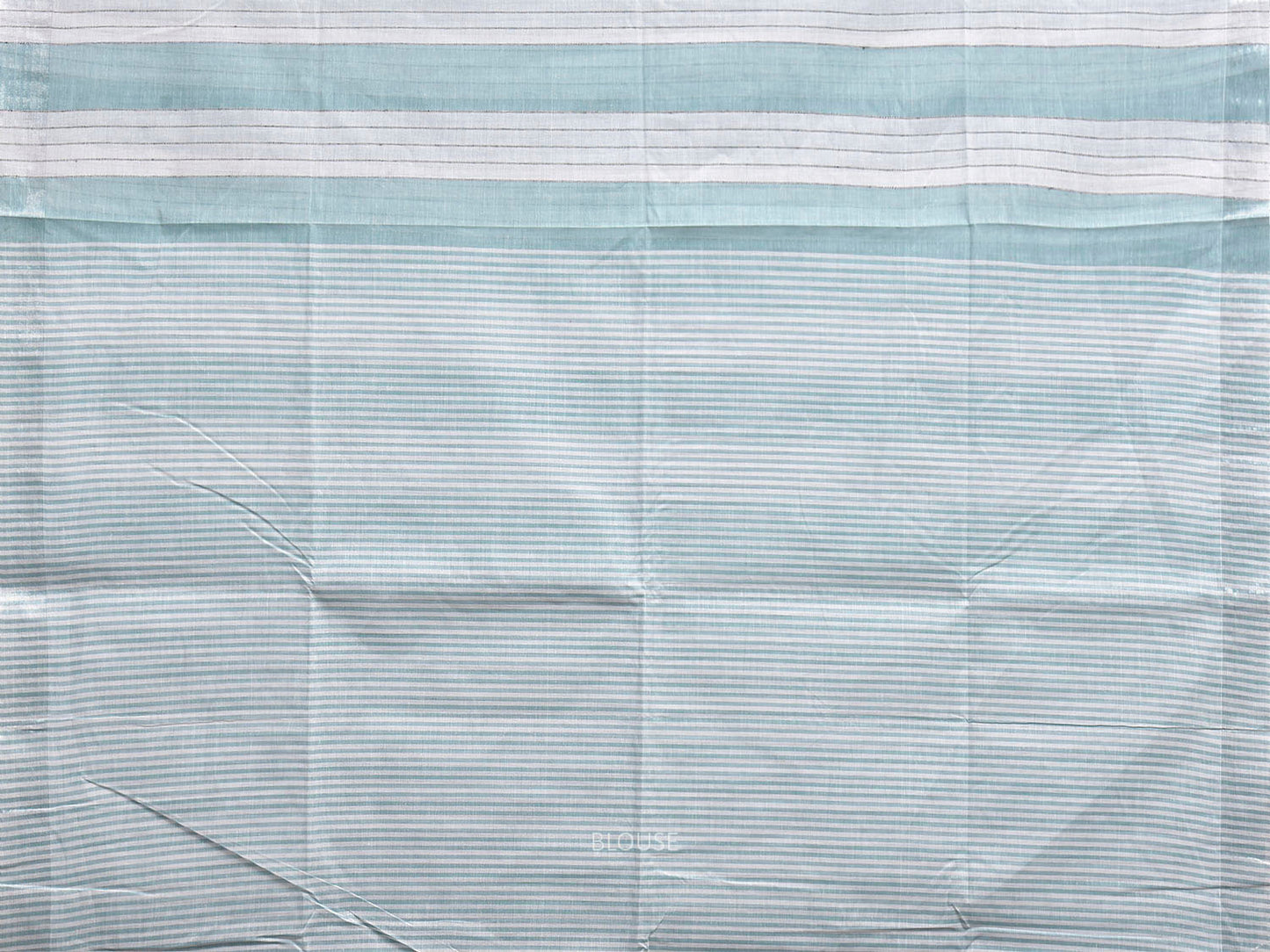 Turquoise and White Venkatagiri Cotton Saree with Strips Design v0313