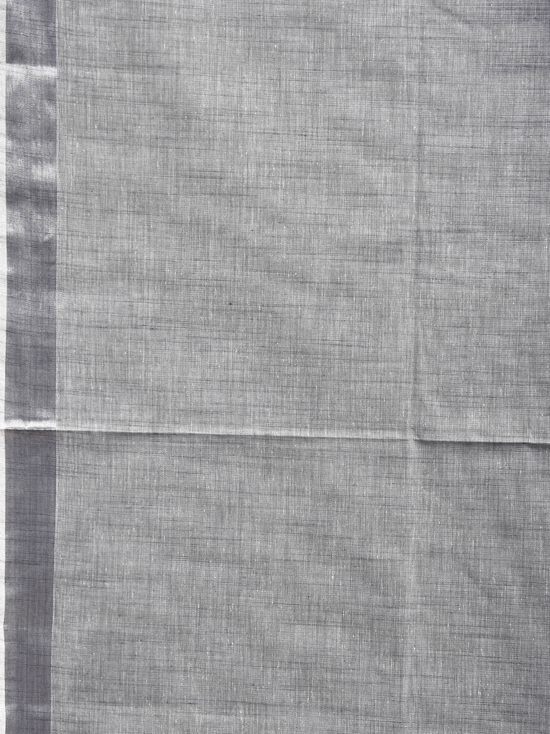 Light Grey and White Venkatagiri Plain Cotton Saree with Strips Pallu Design v0314
