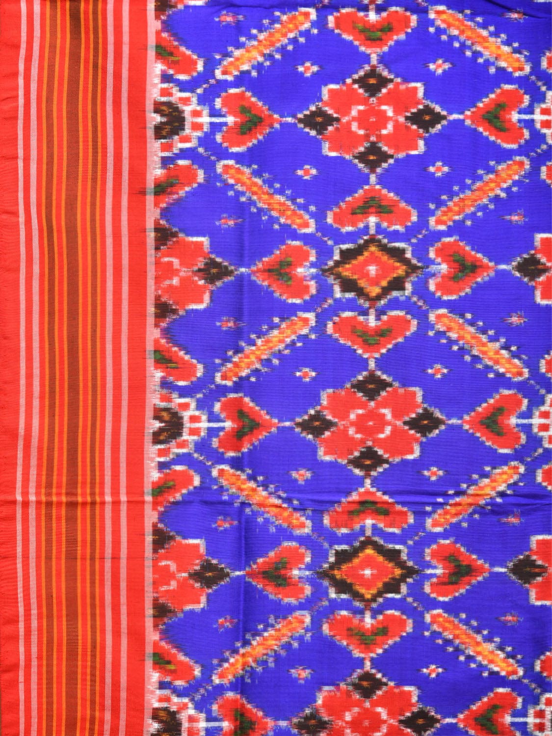 Violet and Red Pochampally Double Ikat Silk Handloom Saree with Panpatola Design i0762